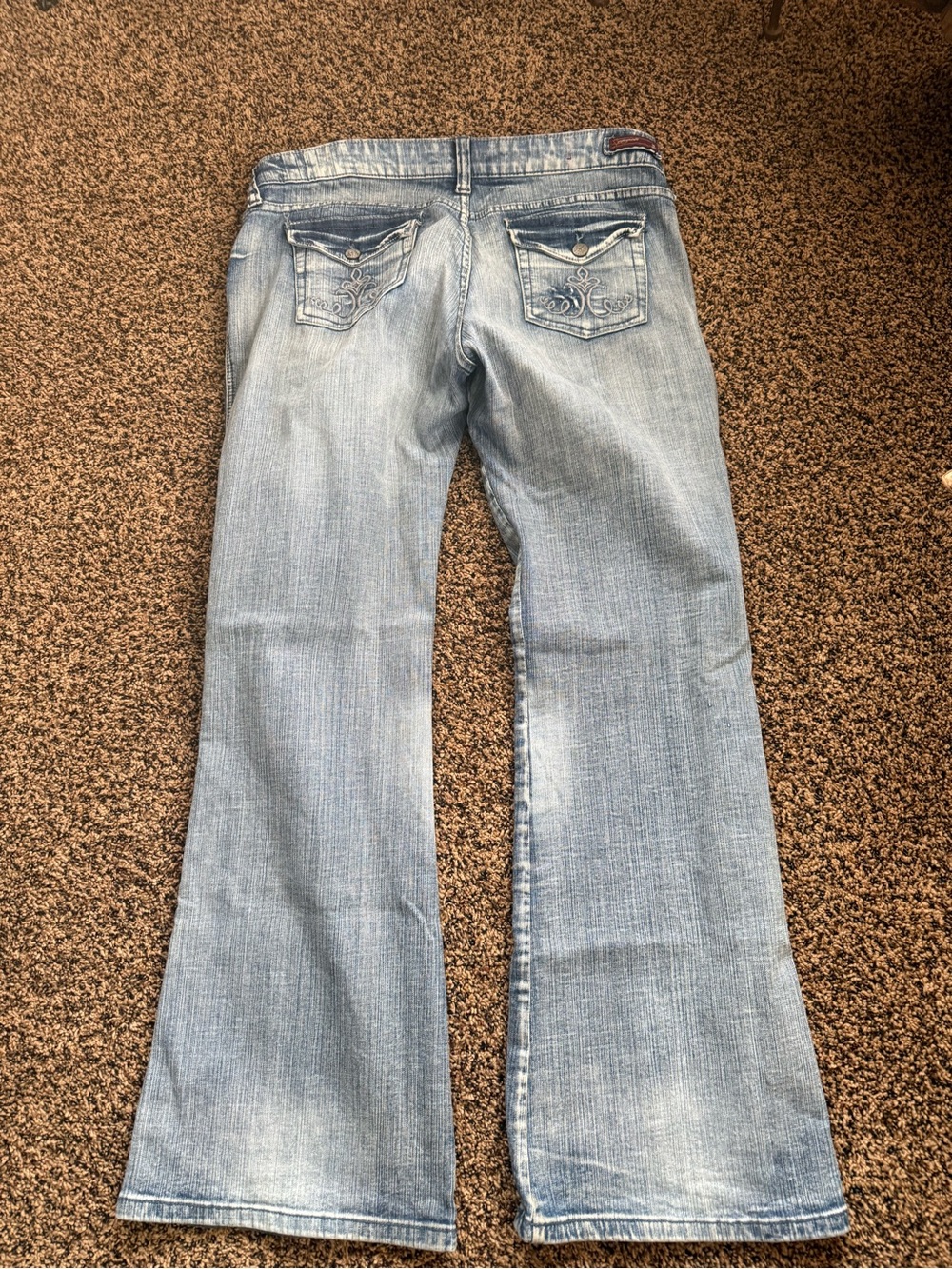 Light Blue Flared Jeans with Embroidered Back Pockets